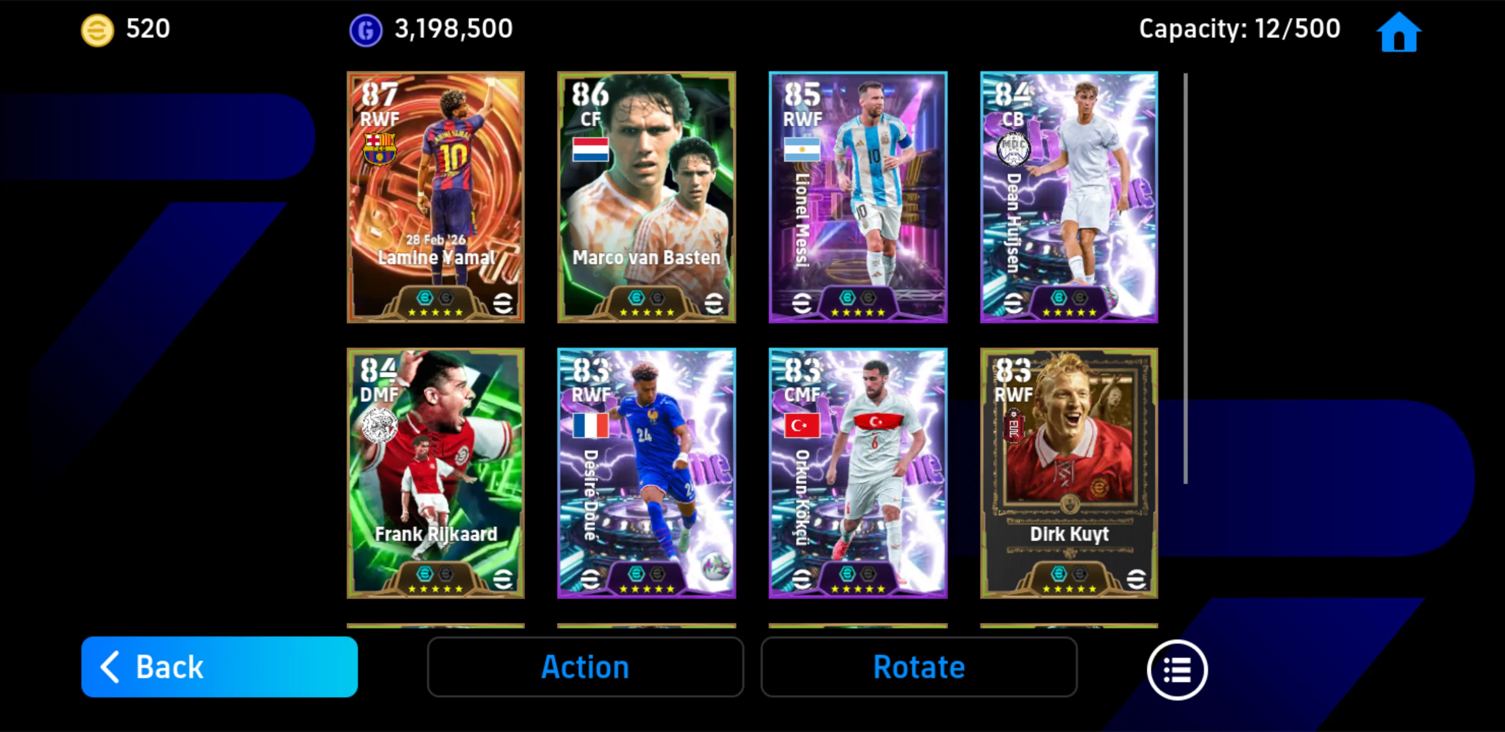 L. Yamal [Bigtime *26] + D. Kuyt [Epic *26] + Van Basten [Epic *25] + D. Hujisen [Showtime *26] + Khung ổn random Epic daily, highlight  + Hơn 500 coin android