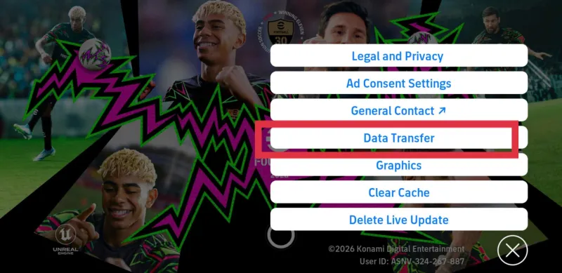 Hướng dẫn login eFootball Mobile bước 2