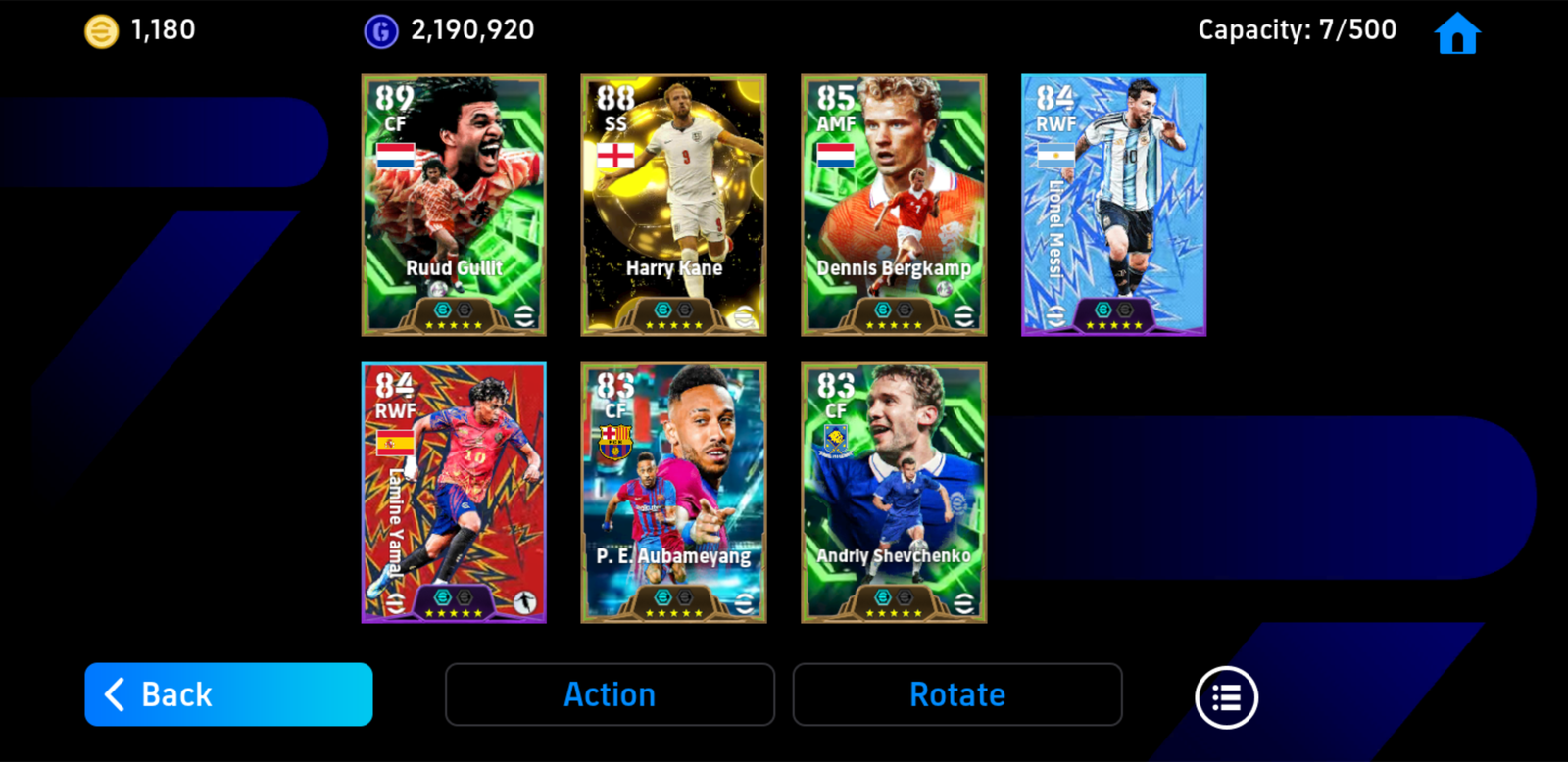 Acc: Kane [Epic *27] + Gullit / Bergkamp [Epic *26] + Hơn 1180 coin android