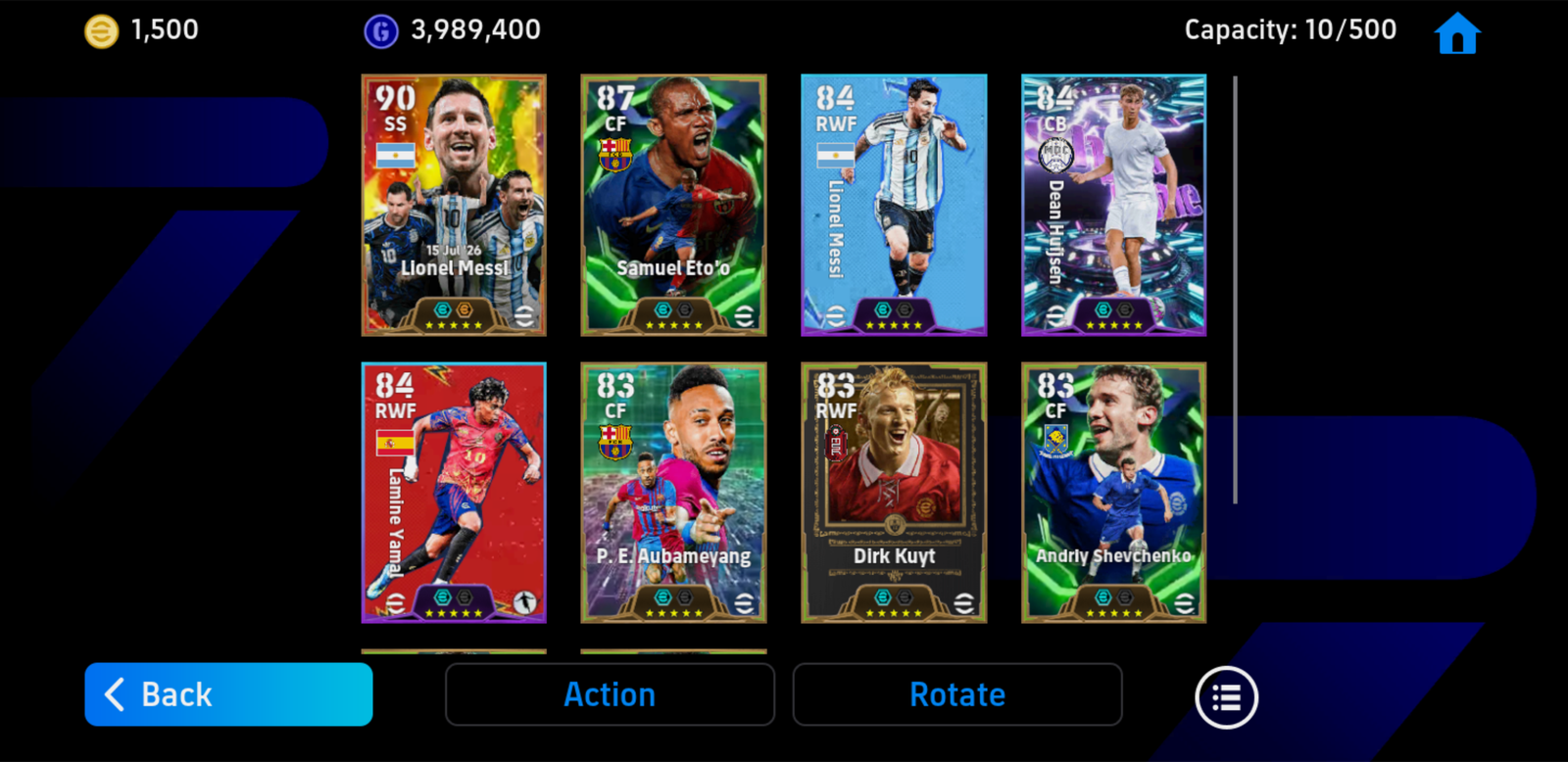 Acc: El Pulga [Bigtime *26] + Etoo / Kuyt [Epic *26] + Hơn 1500 coin android
