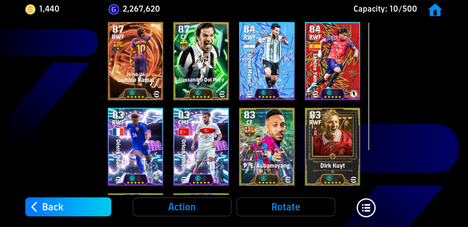Acc: L. Yamal [Bigtime *26] + Del Piero / Kuyt [Epic *26] + Hơn 1440 coin android